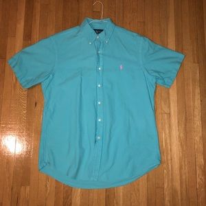 RALPH LAUREN BUTTON DOWN SHORT SLEEVED SHIRT LARGE